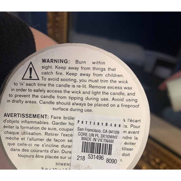 New! Pottery Barn 3”x10” unscented wax pillar candle in ivory - Picture 6 of 6